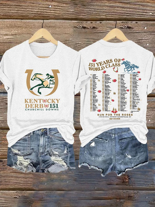 Women’s Retro Kentucky Derby Vibes Churchill Downs Talk Derby To Me 151 Print T-Shirt