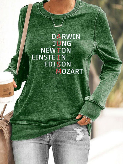 Women's Autism Awareness Print Casual Sweatshirt