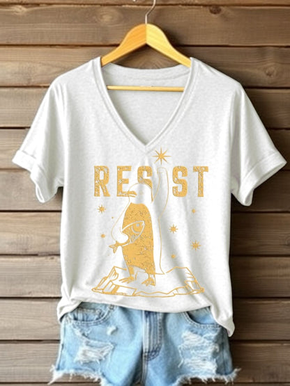 Women's Penguins Resist Tariff Printed Short-Sleeved T-Shirt
