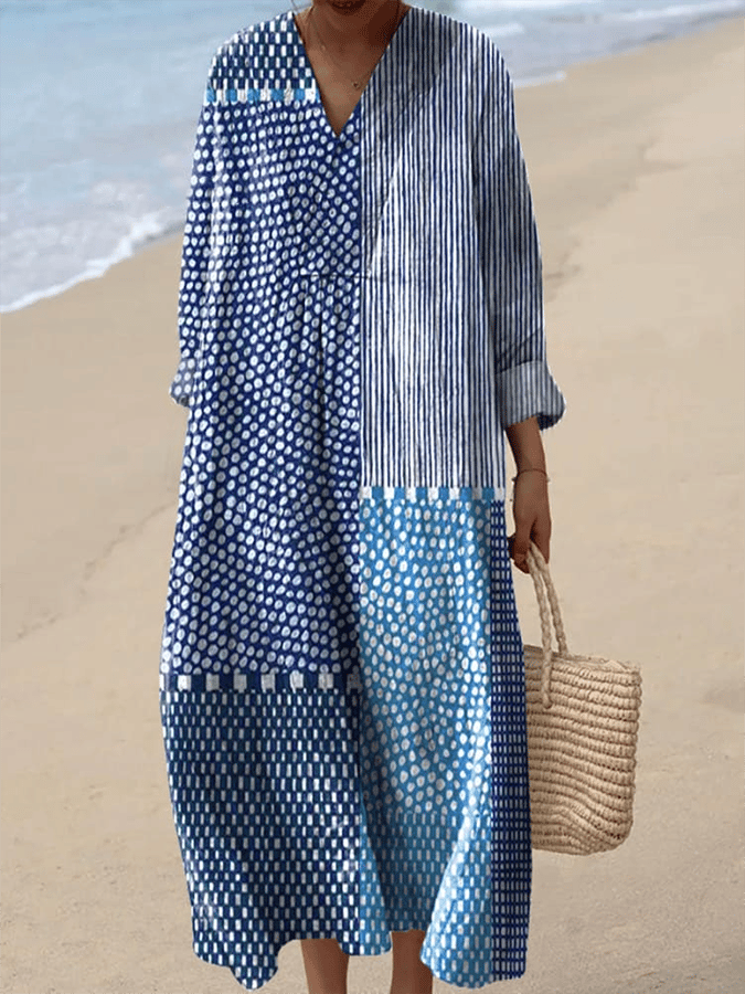 Women's Abstract Geometric Line Art Print Dress