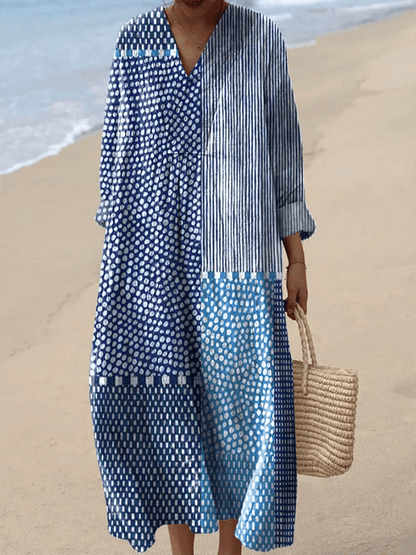 Women's Abstract Geometric Line Art Print Dress