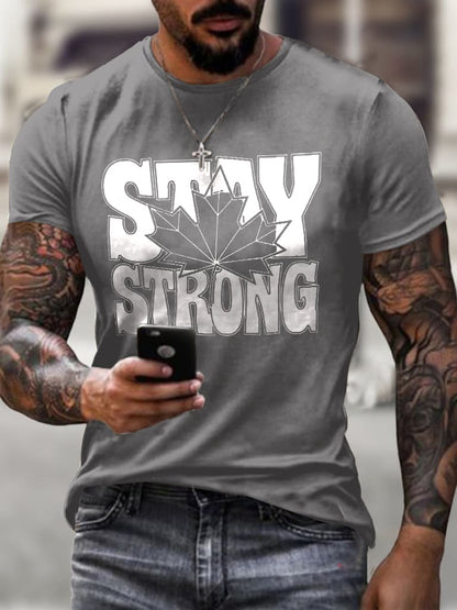Men's Retro Stay Strong Canada Print T Shirt