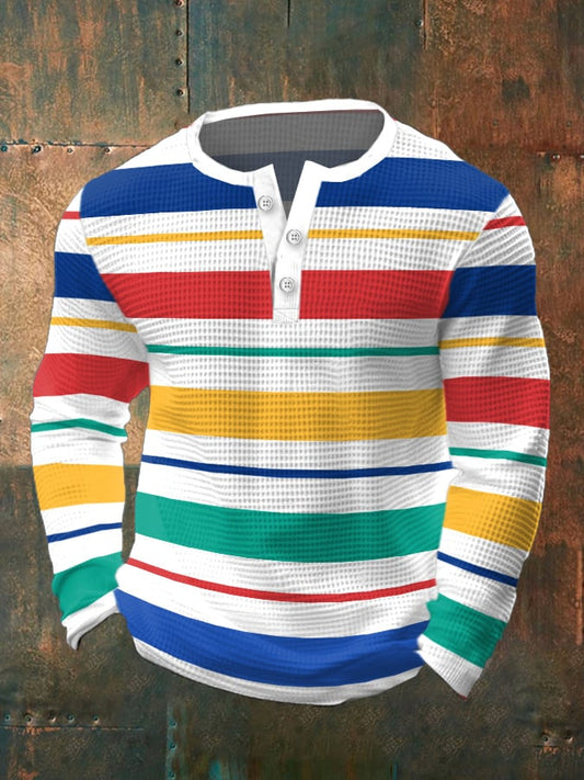 Business Casual Henley aus Waffelpiqué mit Kontrastmuster für Herren