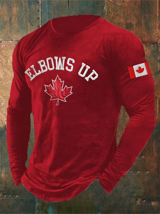 Men'S Retro Canada Elbows Up Print T-Shirt