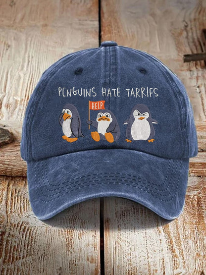 Unisex Penguins Hate Tarrifs Print Hat