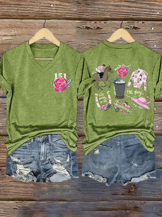 Women's Retro 151st Kentucky Derby Print T-Shirt