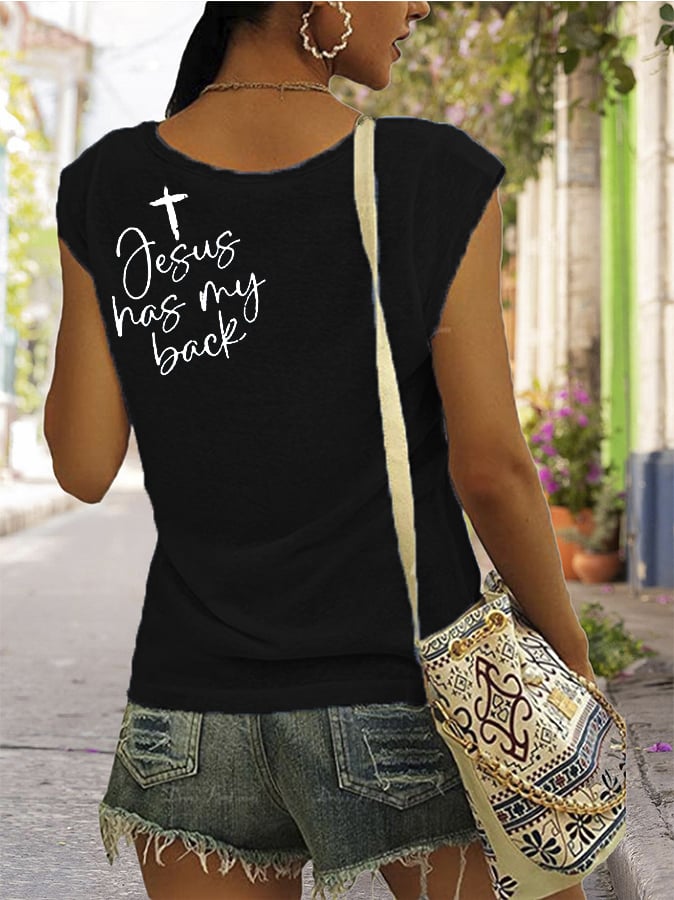 Women's Love Like Jesus Jesus Has My Back PINT Printed Vest