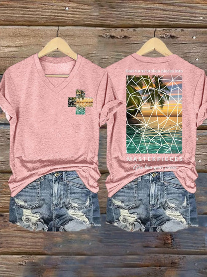 God Turns Broken Pieces into  Masterpieces  Give Him Your Pieces Print T-shirt
