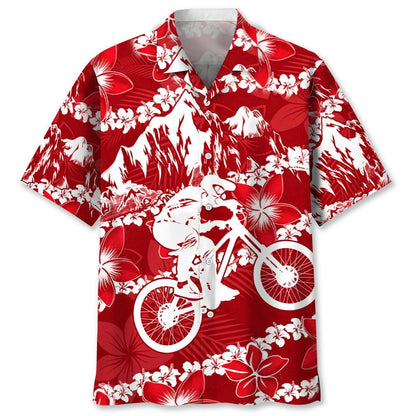 Mountain Bike Red Nature Hawaiian Shirt