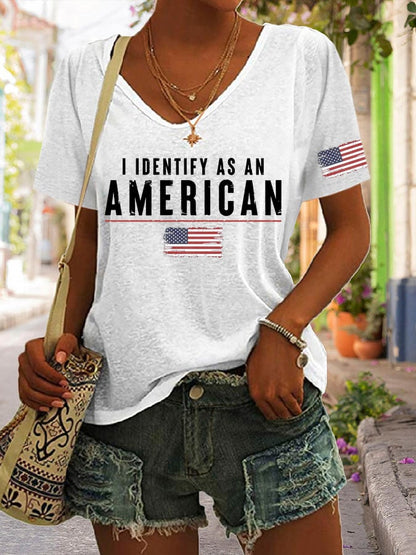 🔥Last Day 49% Off🔥Women's I Identify As An American Print Casual T-Shirt