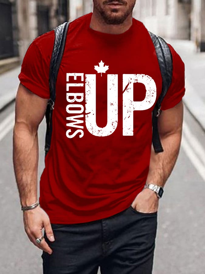 Men'S Retro Canada Elbows Up Printed Casual Crew Neck T-Shirt