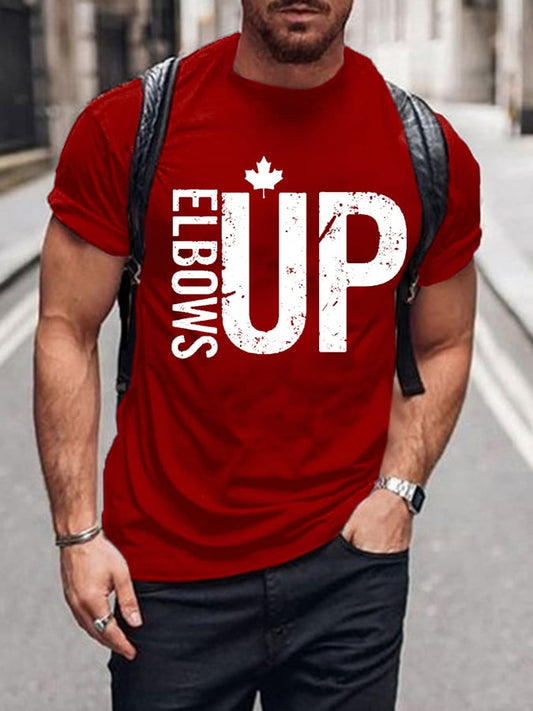 Men'S Retro Canada Elbows Up Printed Casual Crew Neck T-Shirt