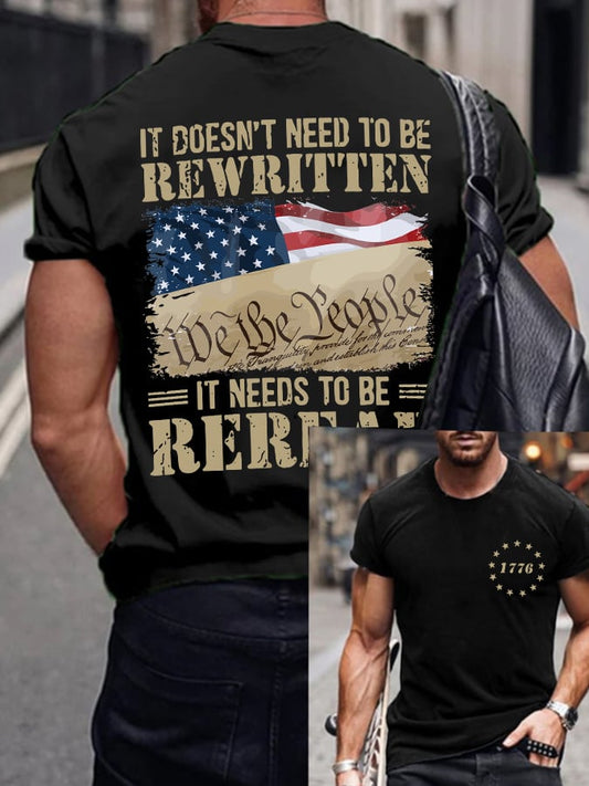 Men's Casual Independence Day Printed Round Neck Short Sleeve T-Shirt