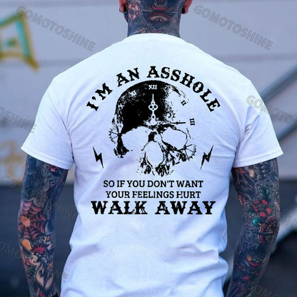I'M AN ASSHOLE WALK AWAY Skull Print Men's T-shirt