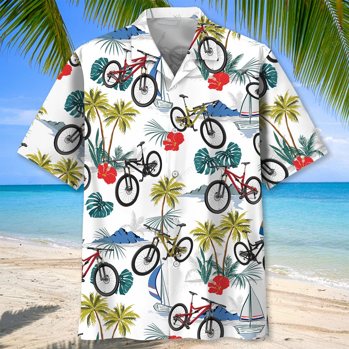 Tropical Mountain Bike Hawaiian Shirt Men