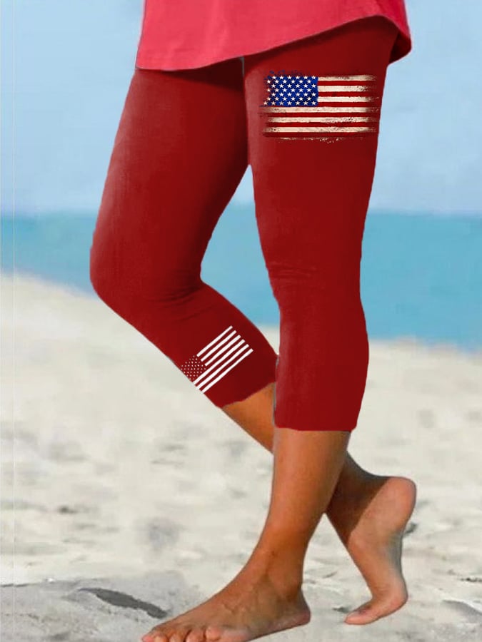 🔥Last Day 49% Off🔥Women's Vintage Flag Independence Day Casual Leggings