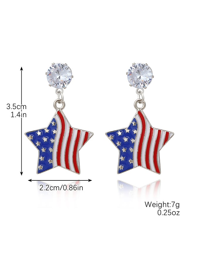 Women'S Independence Day July 4th Heart Shape Flag Earrings Fourth Of July Independence Day Earrings