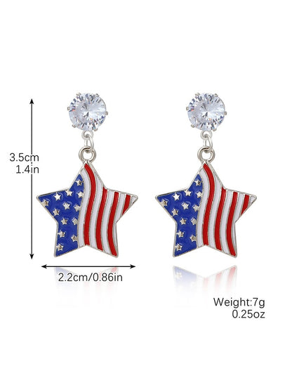 Women'S Independence Day July 4th Heart Shape Flag Earrings Fourth Of July Independence Day Earrings