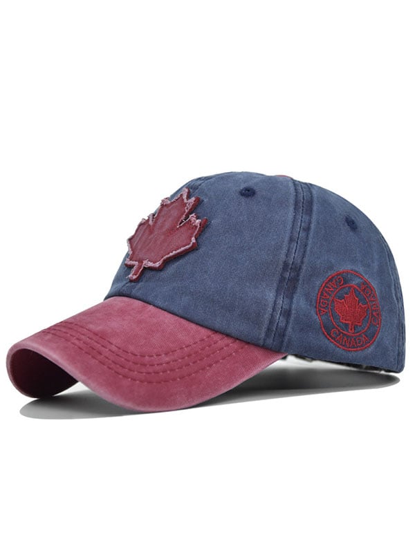 Retro Canadian Maple Leaf Embroidered Washed Baseball Cap