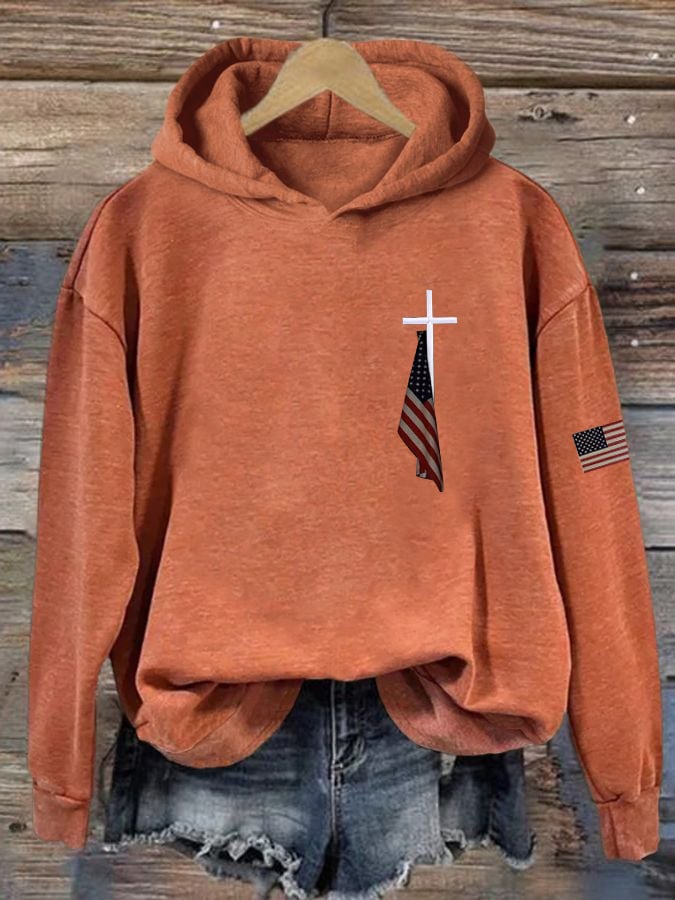 Women's Flag Cross Print  Sweatshirt