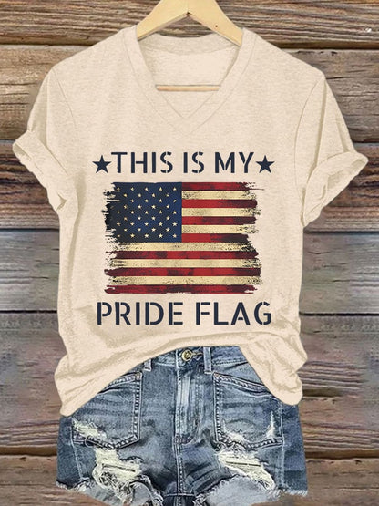 Women'S Casual Faith Flag Graphic Print Short Sleeve T-Shirt