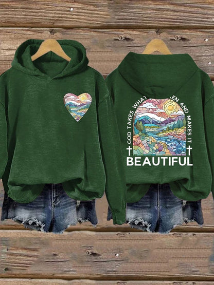 Women's God Takes What is Broken And  Makes It BeauTiful Sweatshirt