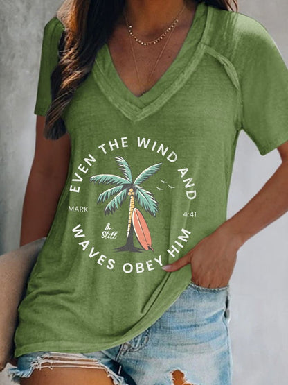 Women'S Casual Christian Scripture Graphic Print Short Sleeve T-Shirt