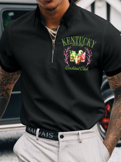 Men's Horse Racing Printed Casual Polo Shirt