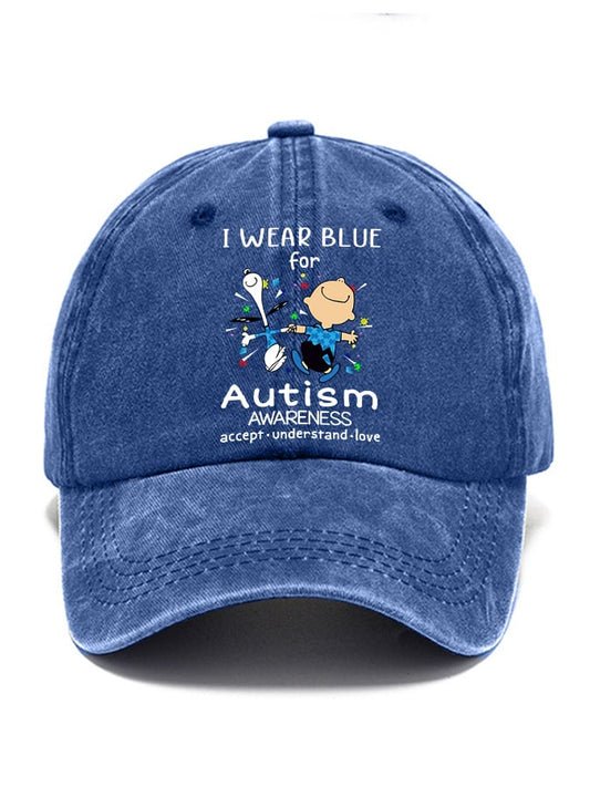 Autism Awareness I Wear Blue For Autism Print Baseball Cap