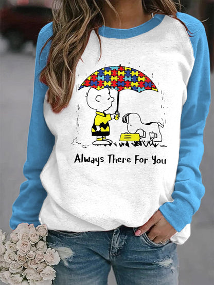 Women's Always There For You Print Autism Awareness Sweatshirt