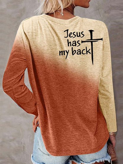 Women's Jesus has my back Casual Long Sleeve T-Shirt
