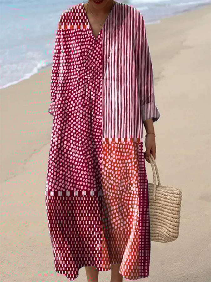 Women's Abstract Geometric Line Art Print Dress