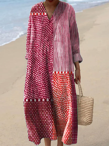 Women's Abstract Geometric Line Art Print Dress