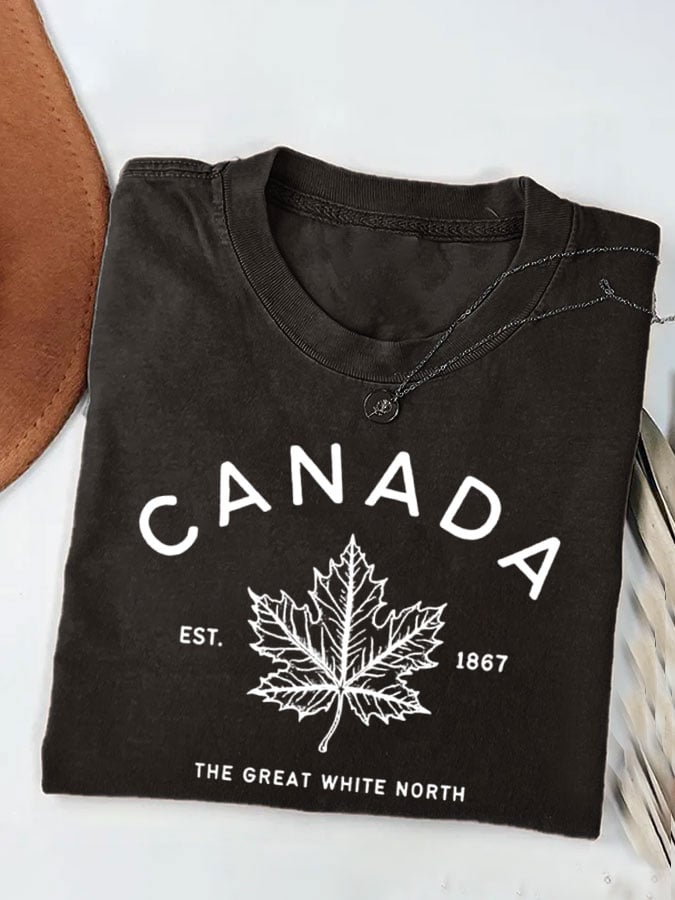 Womens Canada The Great White North Print Casual T-Shirt