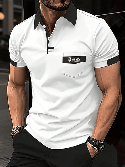 Modisches, lässiges Poloshirt mit Aufdruck für Herren (mit Taschen)
