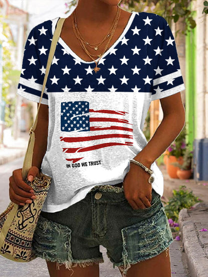 🔥Last Day 49% Off🔥Women'S Independence Day Flag Print T-shirt