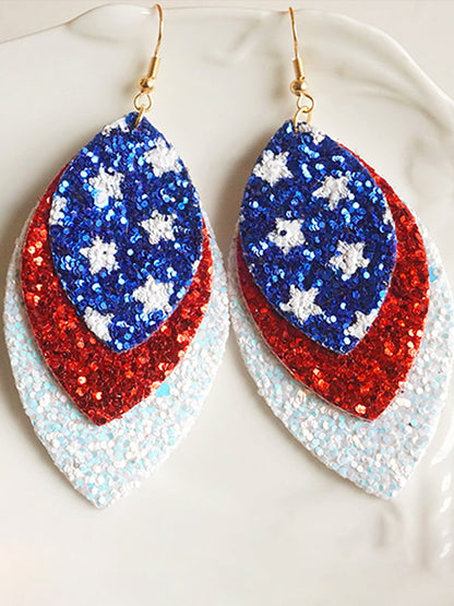 Women's Flag Color Red White Blue Atmosphere Parade Festive Earrings