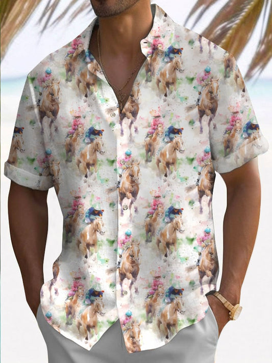 Men's Horse Racing Print Shirt