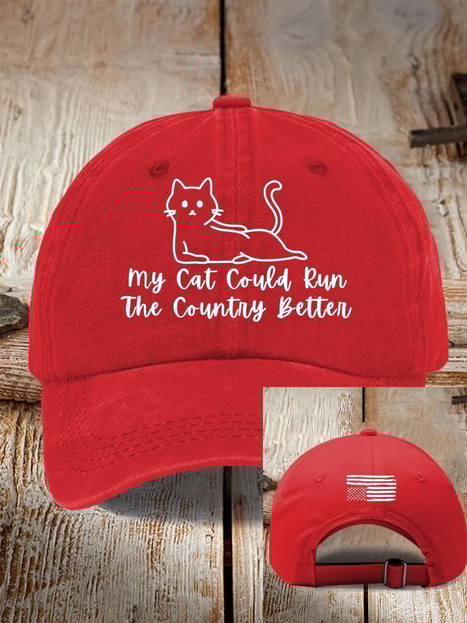Retro FDT My Cat Could Run The Country Better Pride Baseball Cap