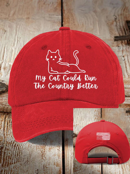 Retro FDT My Cat Could Run The Country Better Pride Baseball Cap