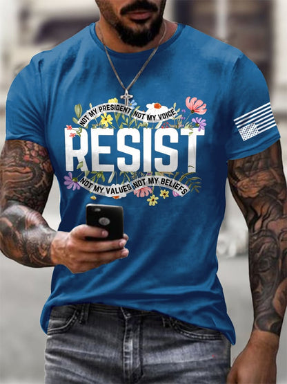 Men's Retro Resist Not My President, Not My Voice, Not My Values, Not My Beliefs Print T-Shirt
