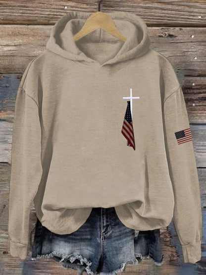 Women's Flag Cross Print  Sweatshirt