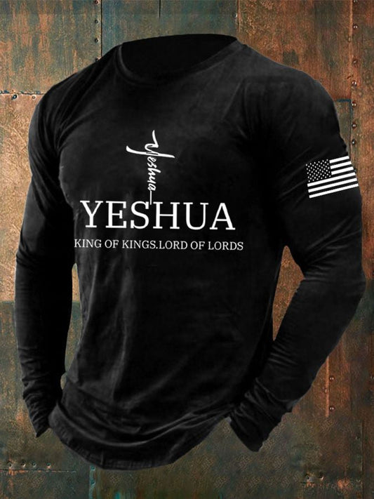 Men's Faith “Yeshua King Of Kings Lord Of Lords” Print Long Sleeve T-Shirt