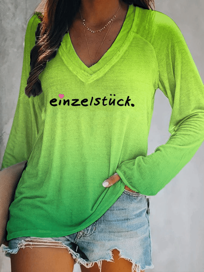 “Unique” women’s V-neck T-shirt.