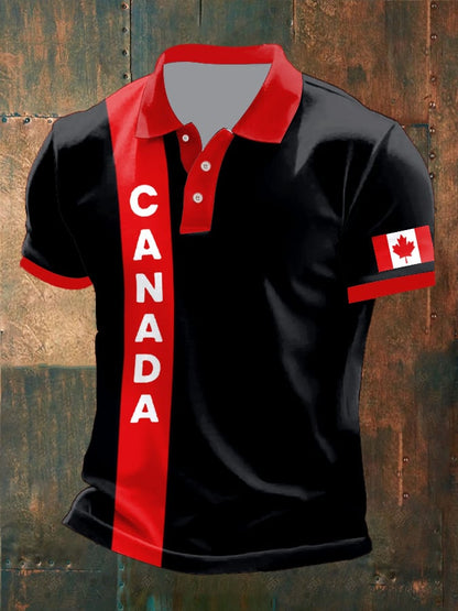 Men's Retro Canada Print Polo Shirt