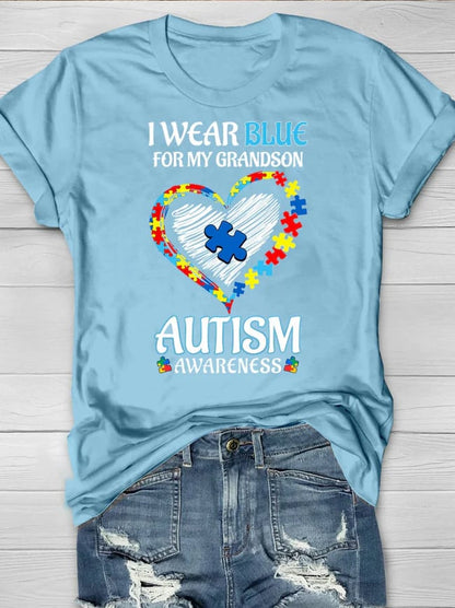Women's Wear Blue In April To Raise Autism Awareness Printed Short-Sleeved T-Shirt