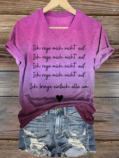 Women's Ich Rege Mich Nicht Auf. Ich Bringe Einfach Alle Un. Printed Short-Sleeved T-Shirt