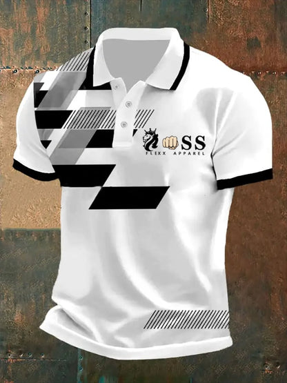 Lässiges Poloshirt für Herren mit Retro-Buchstabendesign