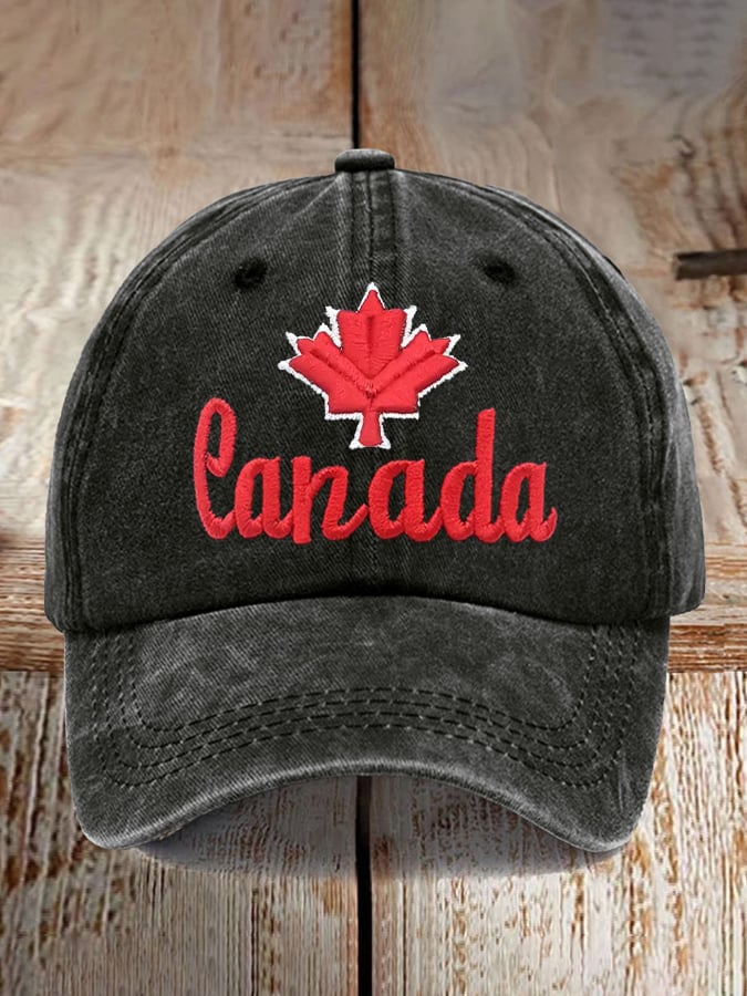 Retro Canadian Maple Leaf Print Baseball Cap