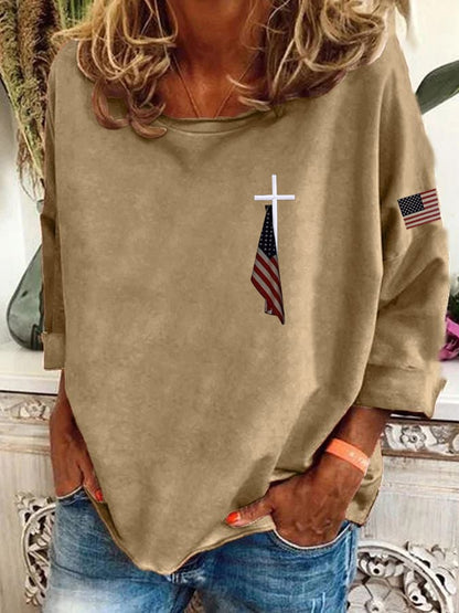 Women's Flag Cross Print Sweatshirt